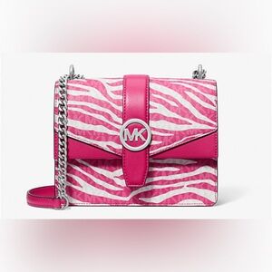 🩷MICHAEL MICHAEL KORS🩷Greenwich Dragonfruit Animal Print Sm Flap Crossbody/NWT